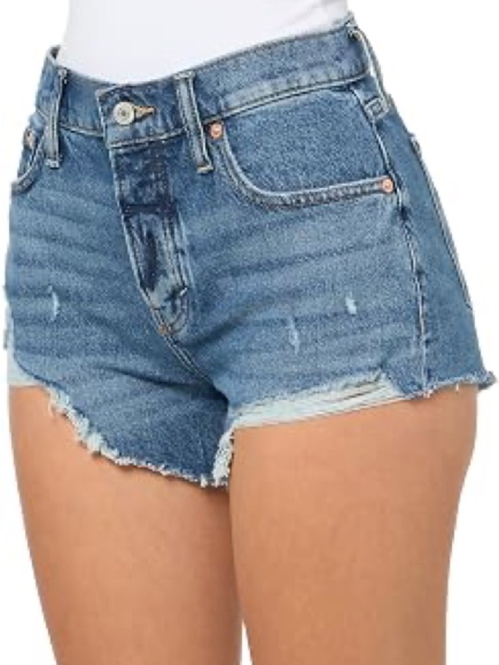 Lucky Brand High-Rise Mom Denim Cutoff Shorts with crochet detail Sz 0/25